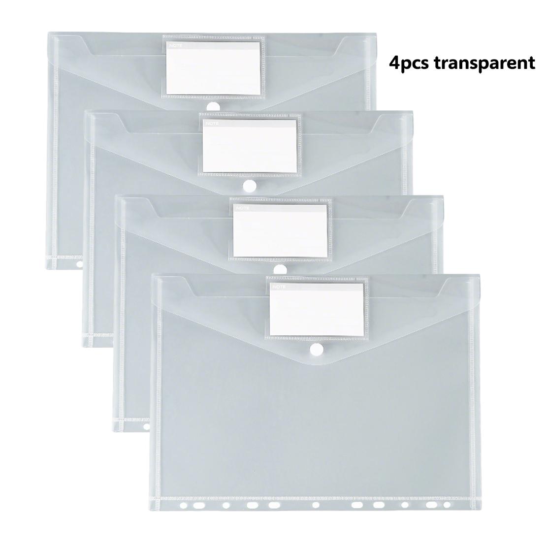 A4 Long Binder File Bag Transparent Loose Leaf Document Bag Waterproof