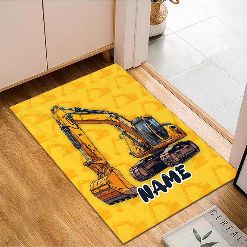 Custom Name Cartoon off-road vehicle fire truck Rug for Living Room, Game Rooms, Office, Bedroom, Floor Mat Playful Design, fan gifts Christmas decor