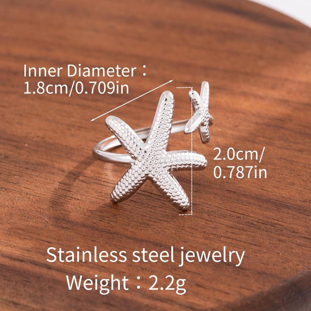 Stainless Steel Adjustable Open Ring - Colorfast Titanium Jewelry