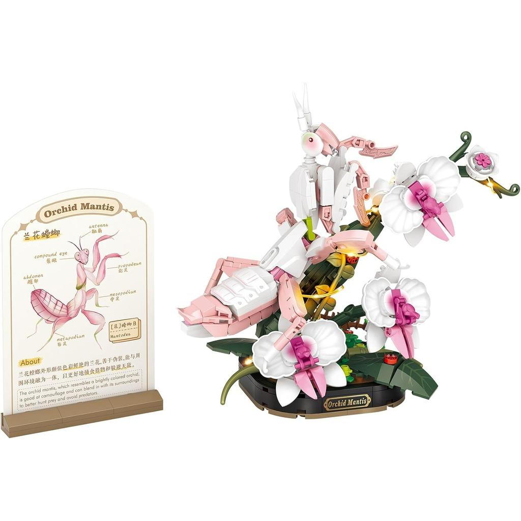 Insect Flower Building Blocks Set,Colorful Construction Building Bricks Toy with a Science Popularization Card,Creative Home Decoration (Honeybee)