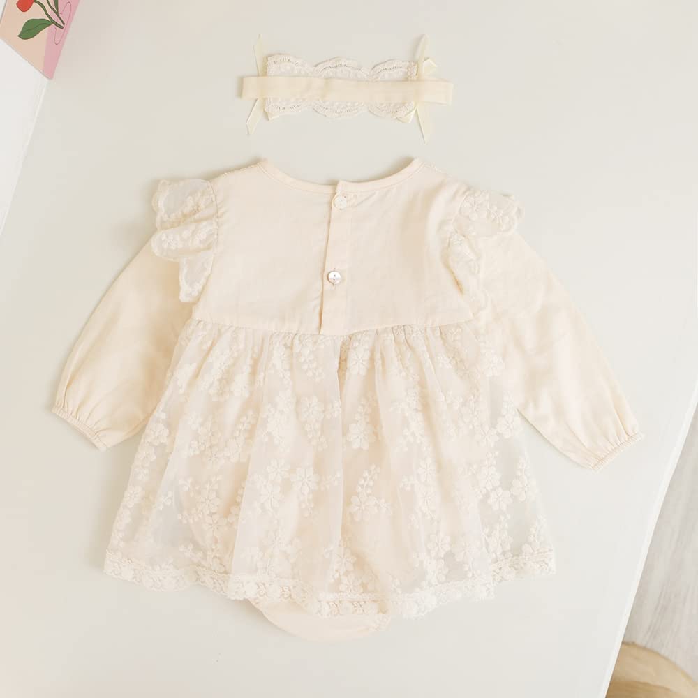 Baby Clothes Clothes Girls Clothes Spring Autumn Long Sleeve One Piece with Skirt Hair Ornament Girls Casual Everyday Wear Dress Wedding Shrine Visit