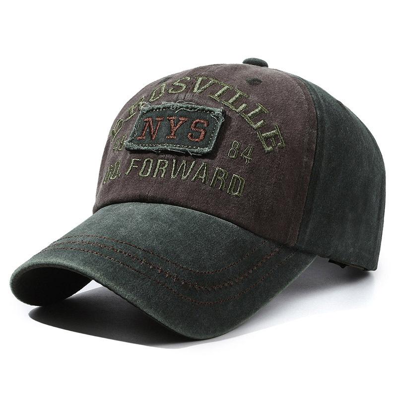 Gewaschene Baumwoll-Baseballkappe mit gestickten NYS-Buchstaben, für alle Jahreszeiten, Denim, gebogener Schirm, Sportmütze, personalisierte Outdoor-Mütze