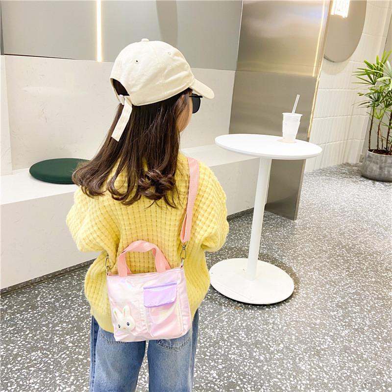 Color One Children Shoulder Handheld Diagonal Cross Bag With Decor Rabbit