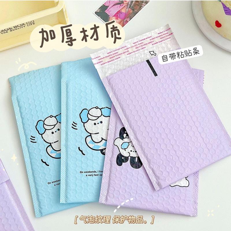 10Pcs Korean Cute Puppy Candy Color Bubble Mailers Kpop 3-inch Photo Card Packing Bag Kawaii Shockproof Shipping Envelopes Bag