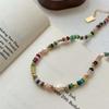 Rainbow Colorful Necklaces Stone Jewelry Retro Clavicle Chain  Women