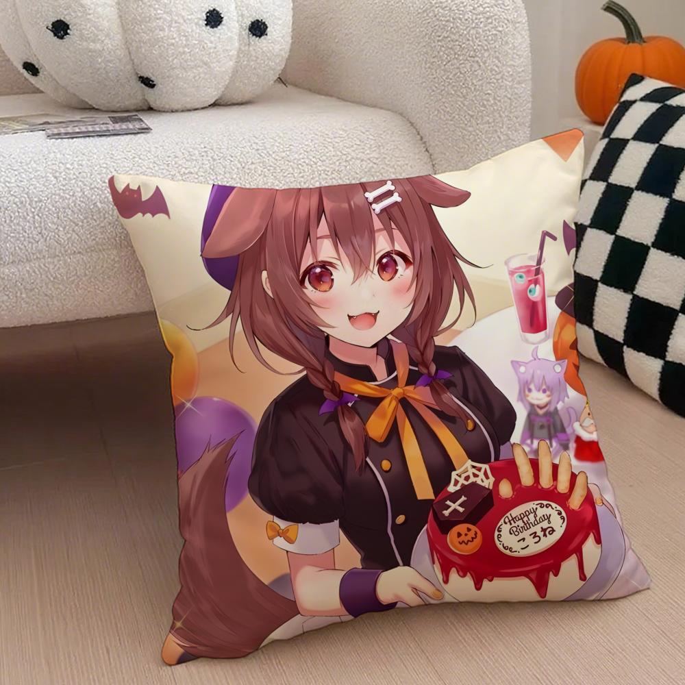 Playful Cute Japanese VTuber IINUGAMI KORONE Cushion Cover Throw Pillow Cover Hidden Button Durable Polyester Chair Cushion