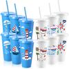 12 Pcs Nautical Bachelorette Party Plastic Cups With Lids And Straws 24Oz