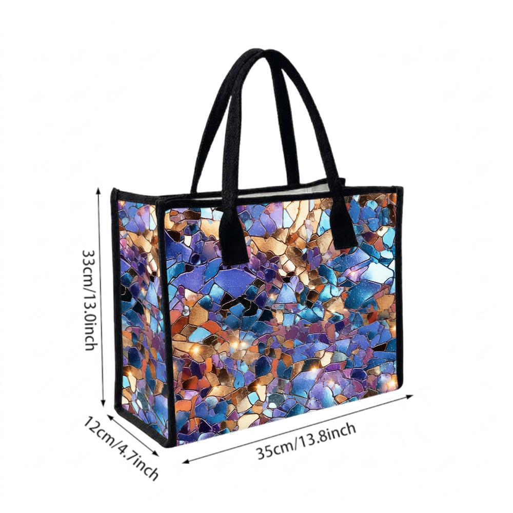 Colorful Mosaic Pattern Tote Bag Fashion Casual Handbag Trendy Lightweight Daily Use Shoulder Bag for Women