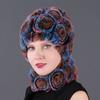 Rex Rabbit Rose Hat and Flower Scarf Set Specializing In the Production of Rex Rabbit Scarf Hat Two-piece Adult Hat