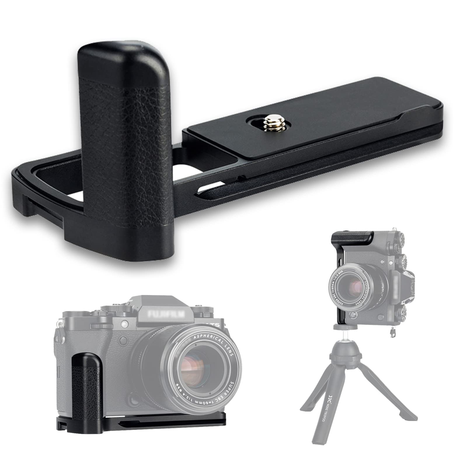 

JJC MHG-XT5 Grip L-shaped Hand Grip for Fujifilm Fuji X-T5 XT5 Camera Grip Vertical shooting possible 14 -20 screws on the bottom and sides Tripod