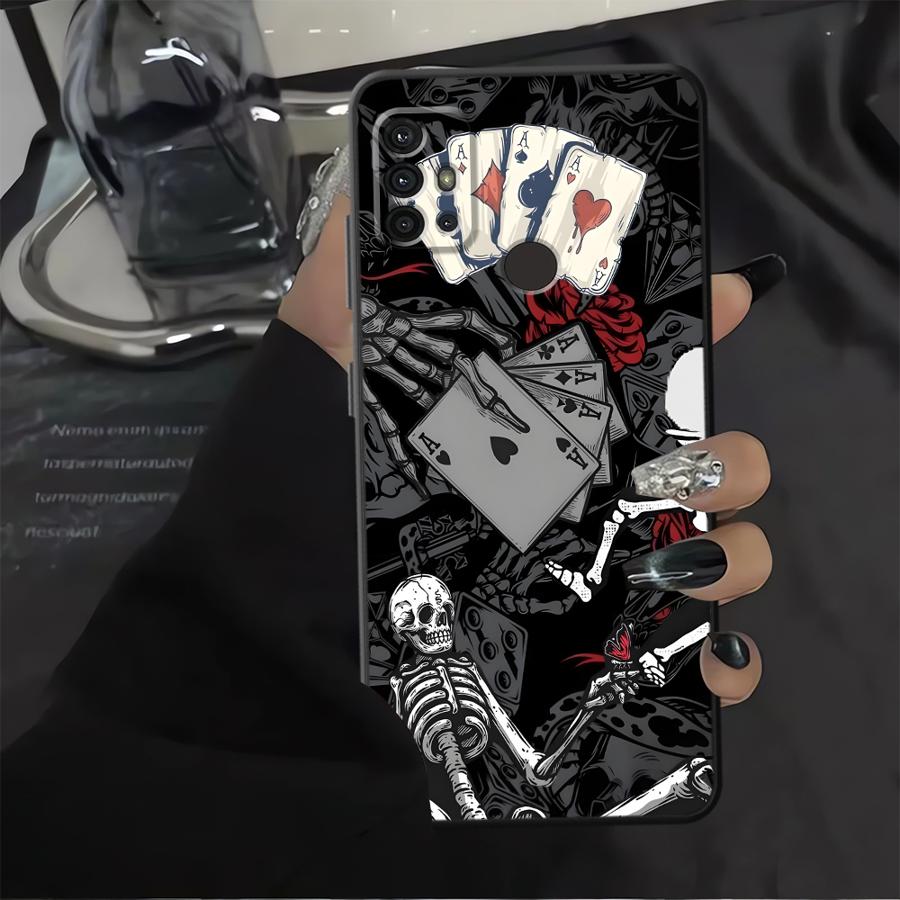 Hülle für Motorola Moto G52 Edge 20 Pro 30 Lite G71 G22 Edge40 G51 G73 G53 G30 G32 G60s G50 Handyhülle Gotisches Skelett