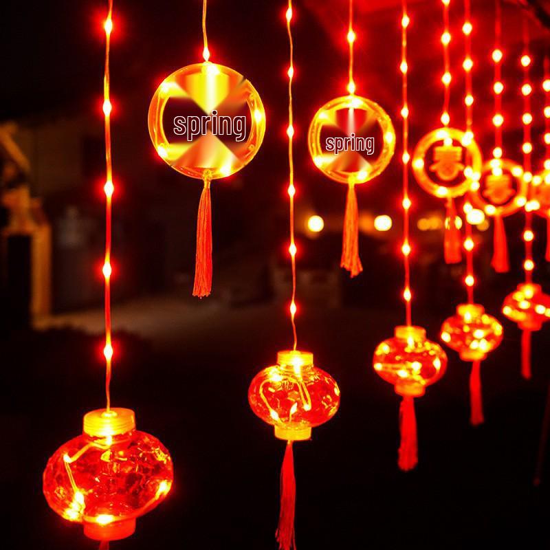 Red Lantern Curtain String Lights for New Year and Spring Festival - Perfect for Bedroom, Shop, Supermarket, Window, Balcony, or Door Decorations