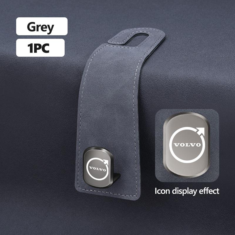 For Volvo Suede Car LOGO Seat Back Double Hook Handbag Dual Hook AWD XC60 S40 XC40 XC90 C30 C70 S60 S80 S90 T6 V40 V50
