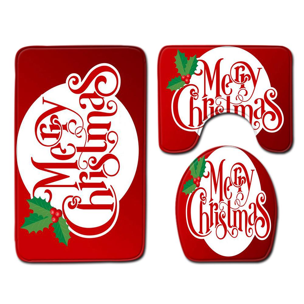 Weihnachts-Badezimmer-Bodenmatte Toilette Dreiteiliges Set