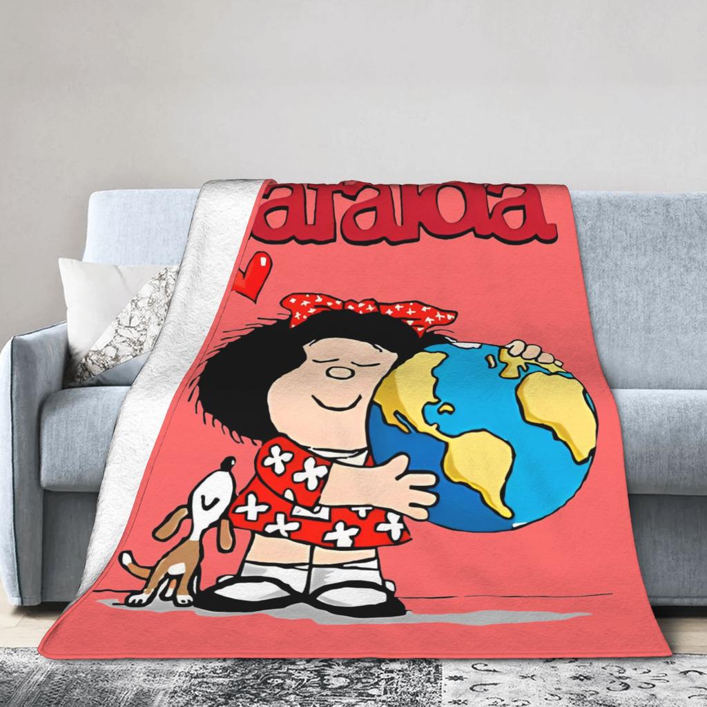 Mafaldas Flannel Blankets Comics Book Power Novelty Throw Blanket for Home 200x150cm Plush Thin Quilt,