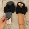 Fashion Women's Flat Slippers 2025 Summer Leisure Outdoor Square Sandals Plus Size Selling Fashion Bow Decorative Open Toe Slippers.