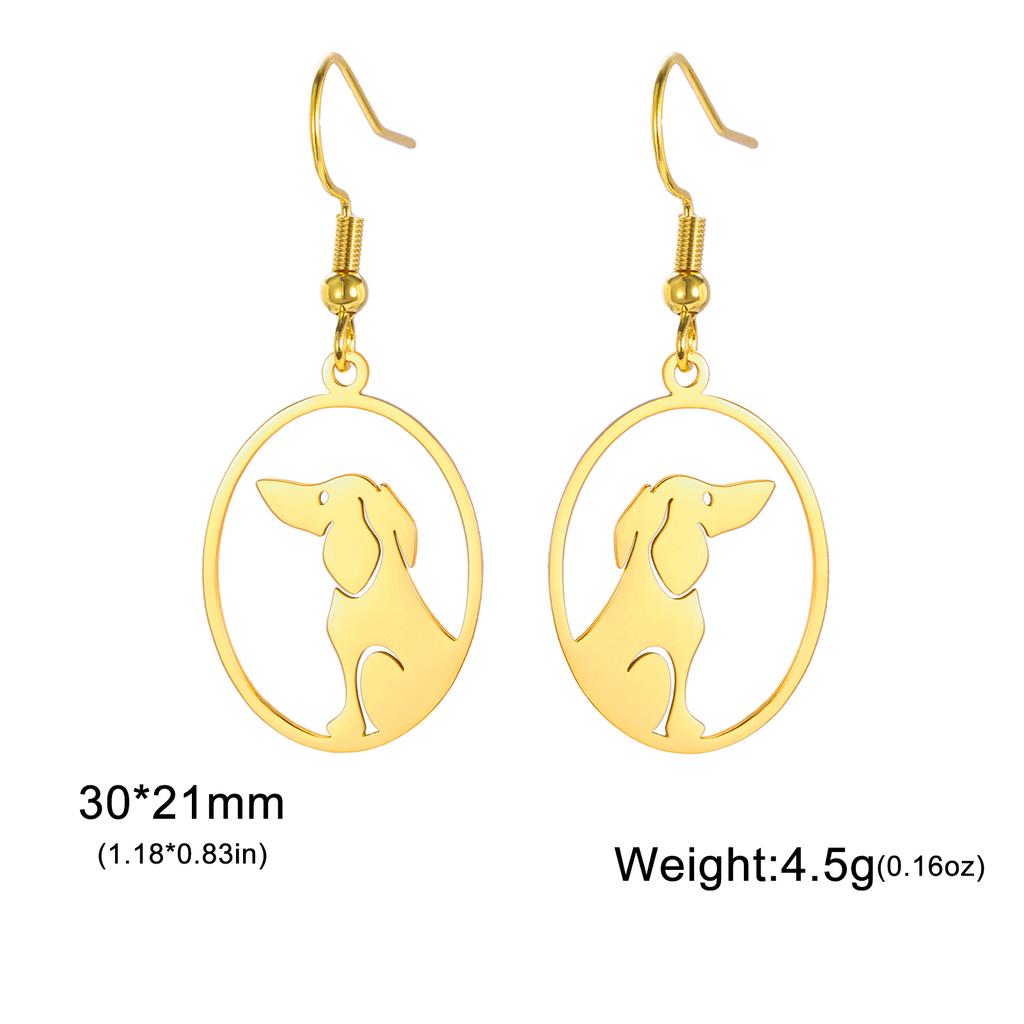 Cazador Stainless Steel Sitting Dog Oval Pendant Women's Earrings 2026 Jewelry Hanging Earrings Valentine Gifts for New
