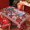 1 Piece Of Christmas Round And Rectangular Tablecloth, Various Sizes, Santa Claus And Christmas Tree Exquisite Scene Print Red Tablecloth, Christmas C