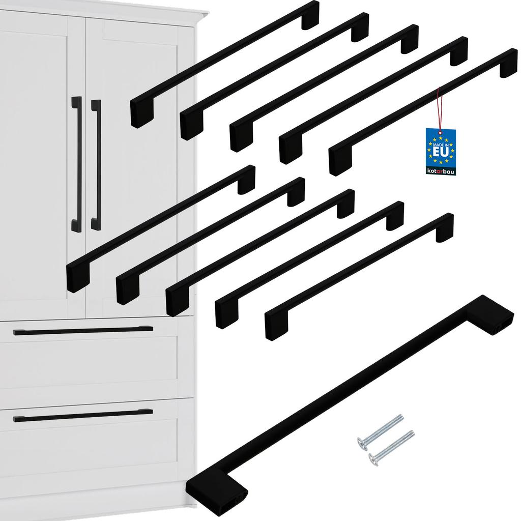 KOTARBAU® Kitchen Furniture Handle Classic Modern Oblong Long Matte Black 289 MM Spacing 256 MM Set of 10