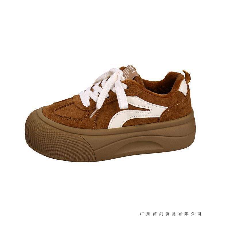 Chaussures de sport décontractées et légères pour femmes, style rétro, niche, velours chaud, deux cotons, semelle épaisse muffin