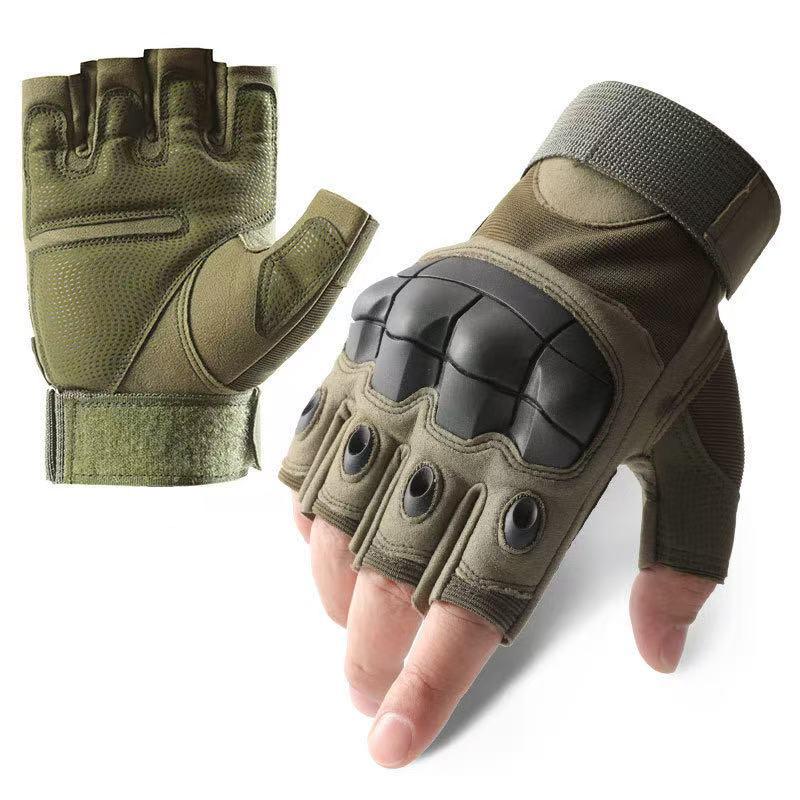 

Outdoor Tactical Fingerless Gloves Hard Knuckle Paintball Airsoft Hunting Combat Riding Hiking Half Finger Gloves- M зелёный