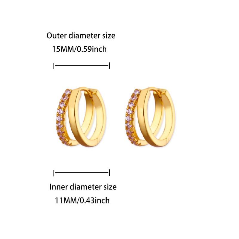 Light luxury diamond-set double-layer zircon ear buckle earrings butterfly love high-end fashion versatile earrings