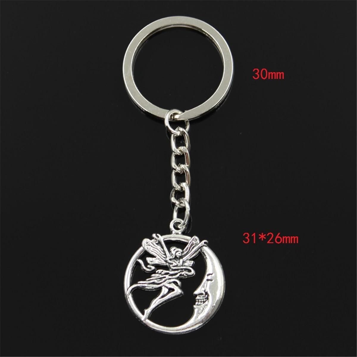 

Модный круг Moon Angel 31x26 мм кулон 30 мм брелок для ключей металлическая цепочка серебряного цвета для мужчин автомобильный подарок сувенирный брелок серебряный