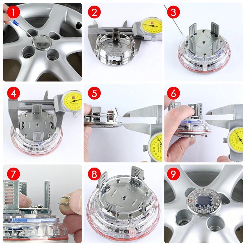 1/2/4Pcs Car Solar Wheel Light Auto LED Wheel Tire Rim Light Automobile Waterproof Burst Flashing Light Tyre Valve Cap Lamp Neon Lights 4
