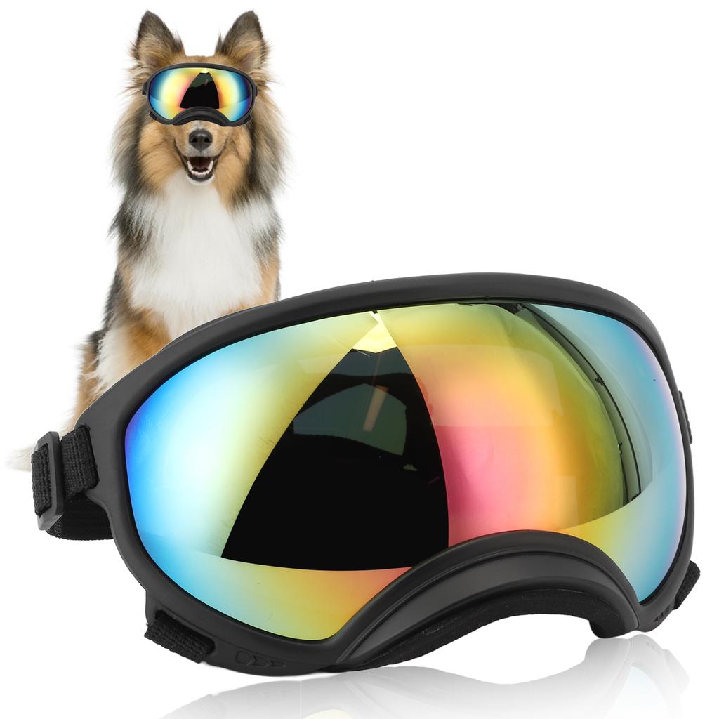Dog Goggles Anti UV Strong Impact Resistance Adjustable Elastic Large Breed Dog Goggles Pet Sunglasses Red Eyeglass