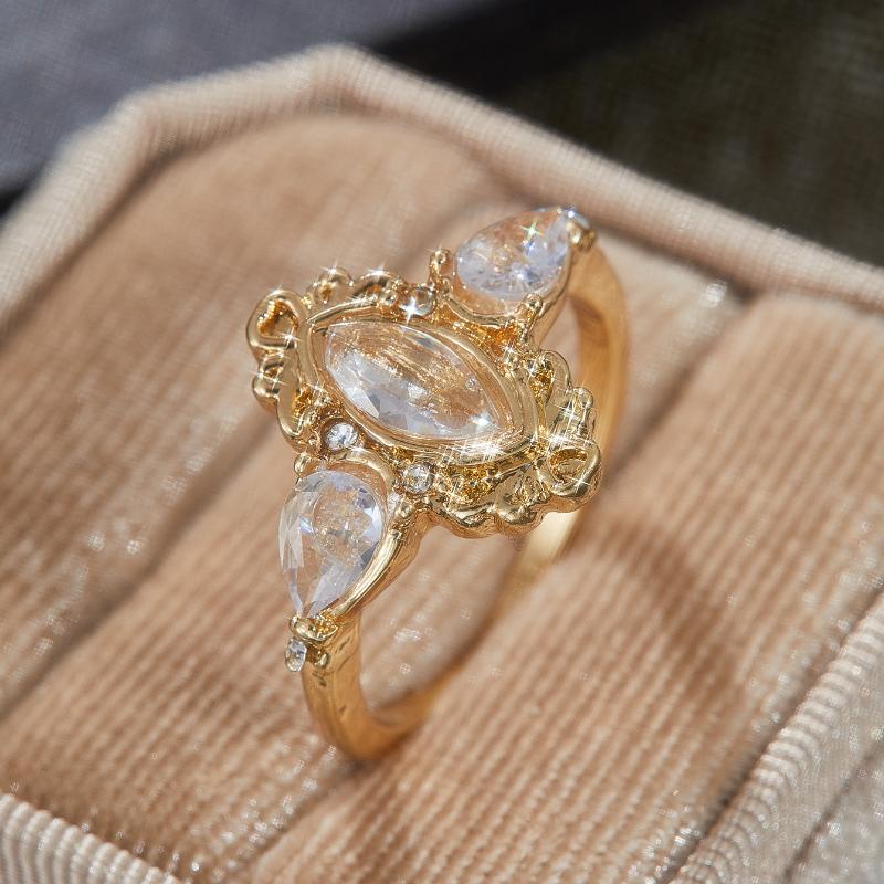 

Великолепное Элегантное Изысканное Кольцо Золотого Цвета с Кубическим Цирконием для Женщин Свадебная Вечеринка Минималистичное Кольцо на Палец Циркон Юбилейный Подарок 6