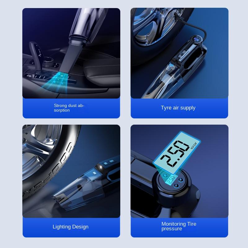 Car Vacuum Cleaner Wireless 4-in-1 High Power Suction Emergency Air Pump Wireless Car Air Pump