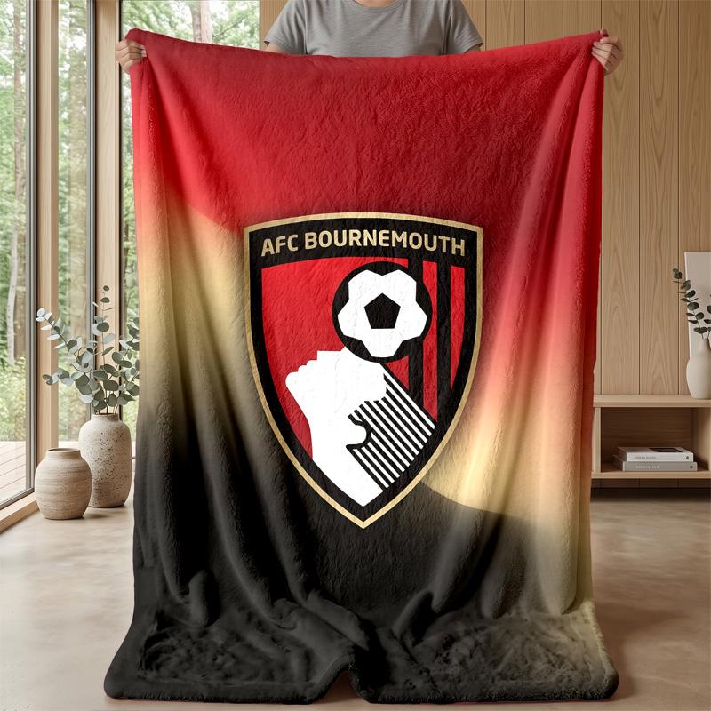 Bournemouth Football Print Flannel Blanket, Soft Warm Lightweight Throw Blanket for Sofa Bed Camping