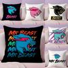 Funny Mr-B-Cute B-Beasts Cushion Cover Plush Fabric Soft Double-Sided Printed Invisible Zipper Sofa Pillow Case Home Decor