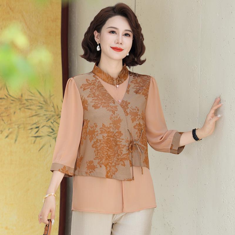Chiffon Faux Layered Tank Top for Stylish Middle-Aged Women