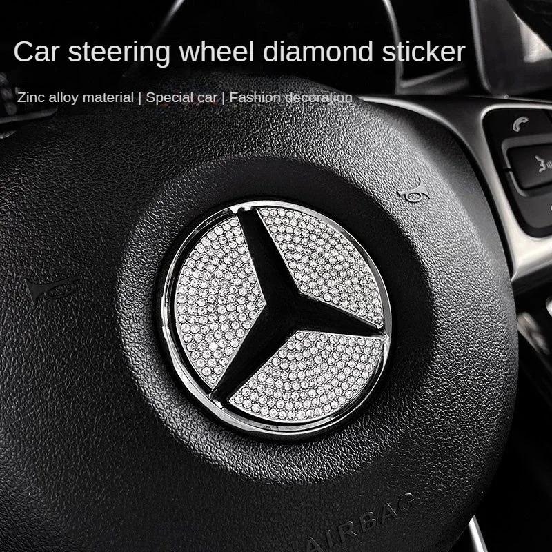 Naafdop Voor Mercedes Auto Stuurwiel Embleem Kristallen Diamant Sticker Voor Benz A B C E Klasse GLA CLA GLC GLK GLE Serie Accessoires