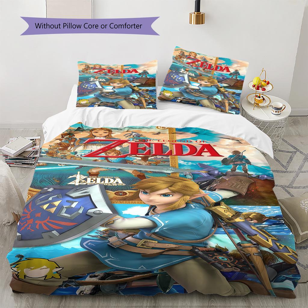 Action games Pattern Bedding Quilt Set Quilt Cover Pillowcase Home Decoration Birthday Gift (1 * duvet cover + 2 * pillowcase, without core)