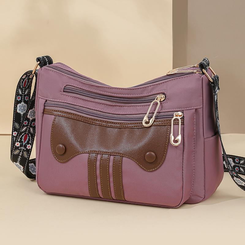 Women's Patchwork Shoulder Bag Large Capacity Nylon Crossbody Bag
