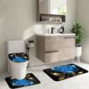 4Pcs Shower Curtain Set with Non-Slip Bath Mat, Toilet Lid Cover, Contour Rug & 12 Hooks, Bathroom Decor