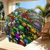Plants VS Zombies Print Automatic Open Close Umbrella, Portable Foldable Umbrella, for Outdoor Commute Camping Trip, Ideal Birthday Gift