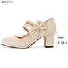 Scarpe con Tacco Alto da Donna Taglie Forti 36-45 Punta Tonda Classica Fiocco Autunno Primavera Moda Casual Slip-on Scarpe Eleganti