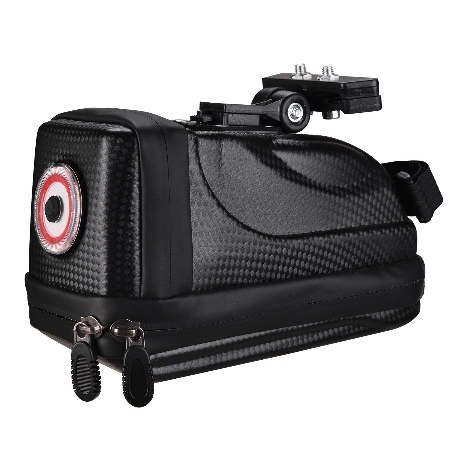 

Hard Shell Bicycle Saddle Bag with Taillight & Rain Cover Waterproof Bicycle Storage Bag Cycling Type 1