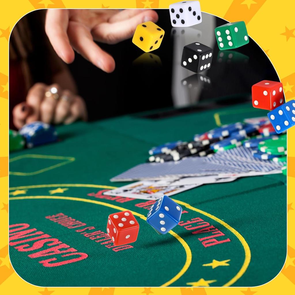 19mm Casino Theme Party Dice Sets Acrylic Large D6 Opaque Dice Bulk for Board Games Birthday Theme Party Supply 6pcs