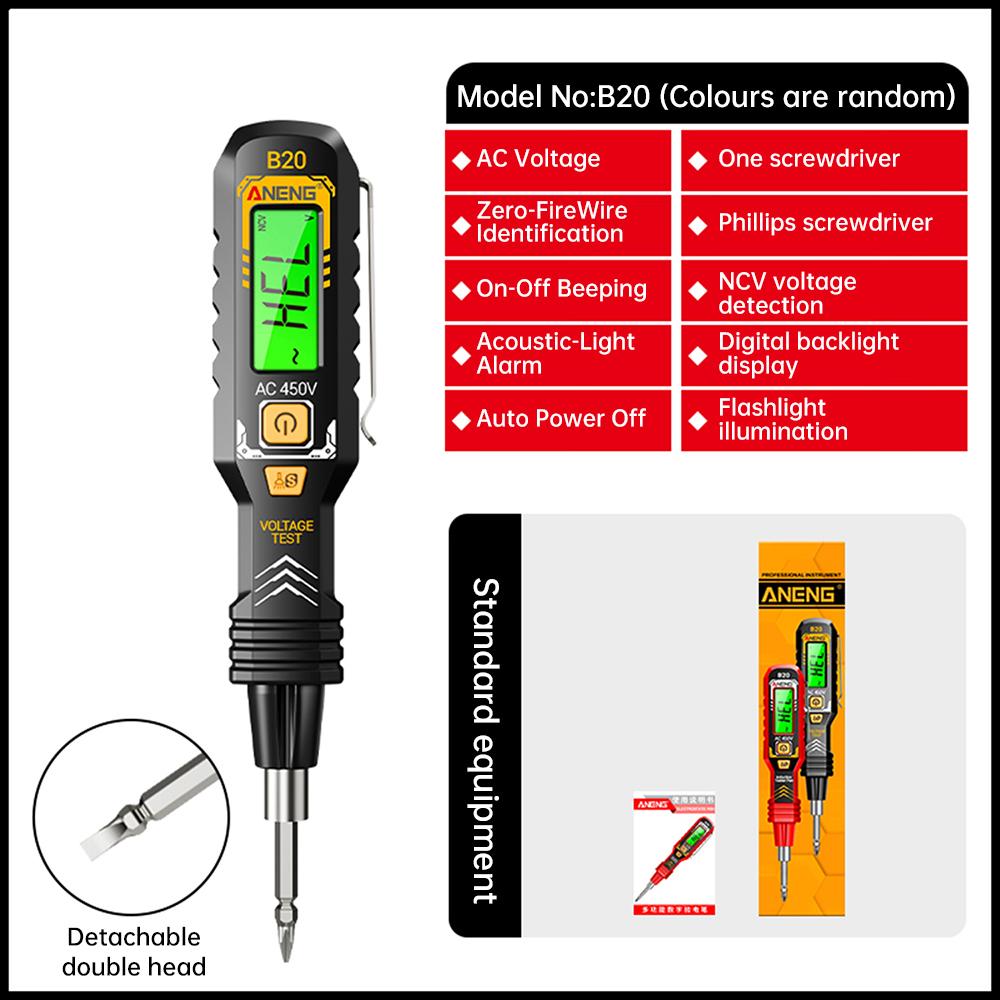 B20 B19 LCD Digitaler Spannungsprüfer Messstift AC30V-1000V 11V-450V Schraubendrehereinsätze Bruchstelle Elektrischer Induktions-Teststift