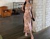 Butterfly Print Spaghetti Strap Waist-Hugging Backless Bodycon Dress for Women - Long, Summer Style