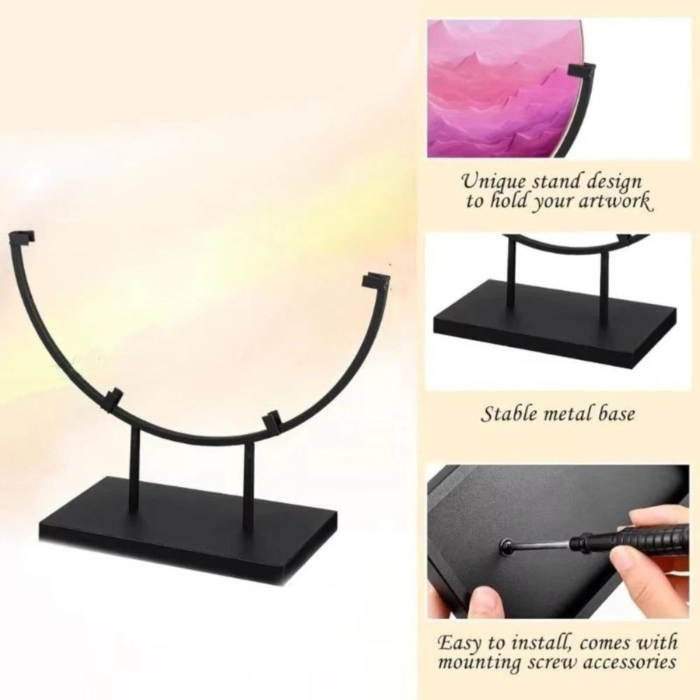 Fused Glass Art Metal Easel Stands Iron Decorative Plate Holder Home Office Desktop