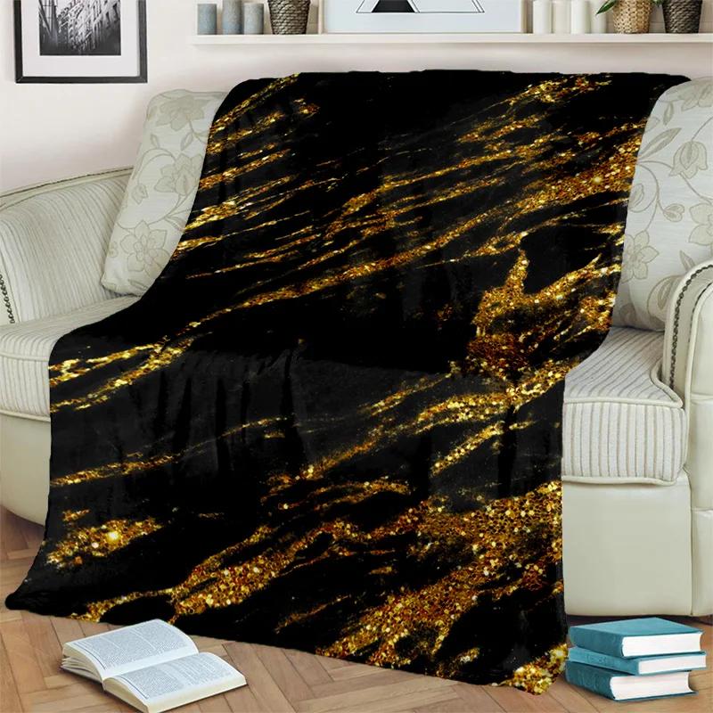 3D Lüks Renk Mavi Yeşil Altın Mermer Desen Battaniye, Ev Yatak Odası Yatak Kanepe Seyahat Kapak Battaniye Çocuk için Yumuşak Atmak Battaniye