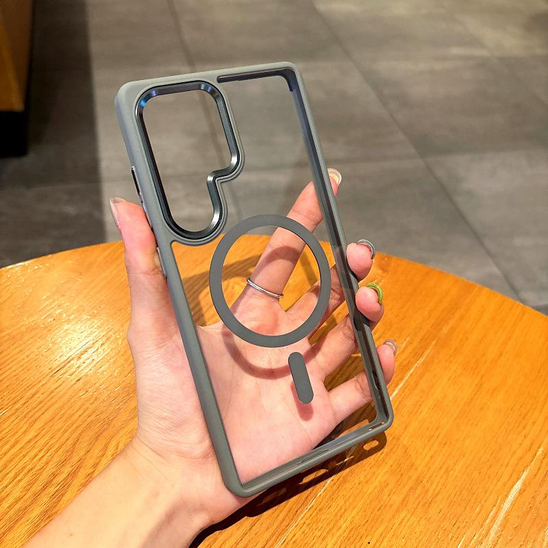 Gold Shield Magnetic Suction Suitable for New Samsung S25Utra Mobile Phone Case S24 Full-pack Magnetic Suction Protective Case Metal Camera Frame