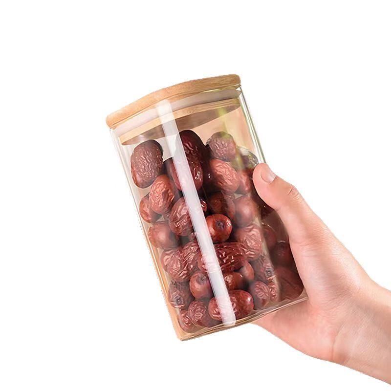 ZISIZ Glas Vorratsglas mit Bambusdeckel