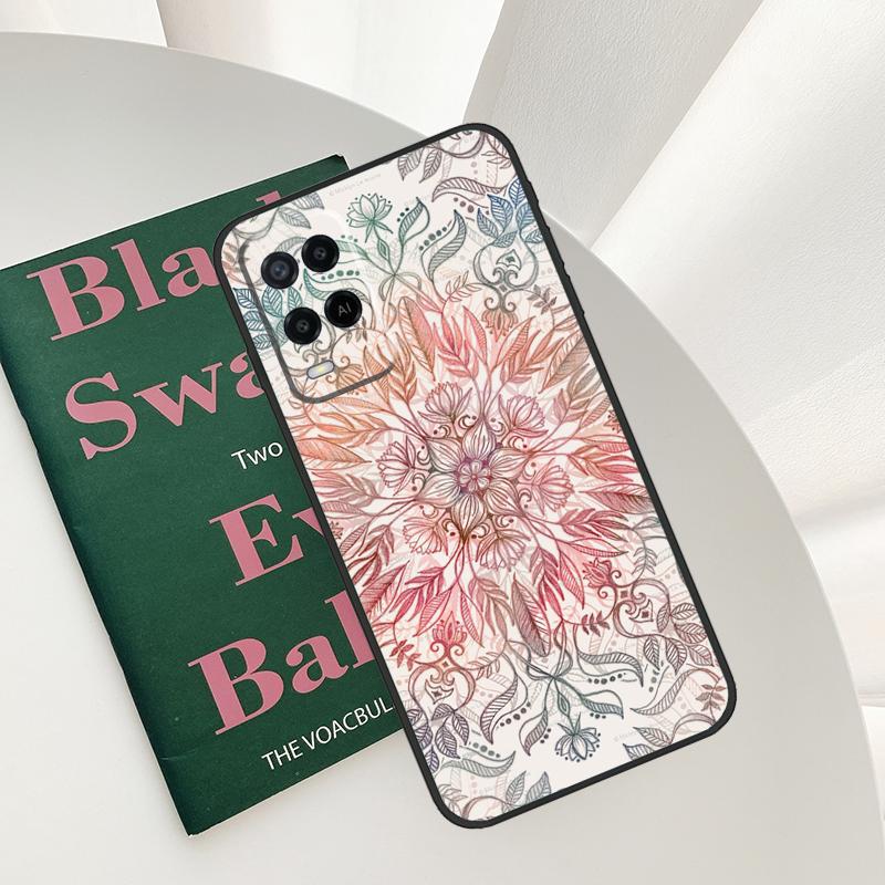 Flowers Mandala Floral Case For Oppo A58 A78 A98 A15 A16 A17 A52 A72 A76 A96 A54 A74 A94 A57 A77 A54S A57S Cover