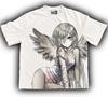 Anime-Mädchen Graffiti jugendlich trendiges kurzärmeliges T-Shirt für Unisex und Damen reine Baumwolle süßer Teenager Cartoon-Stil